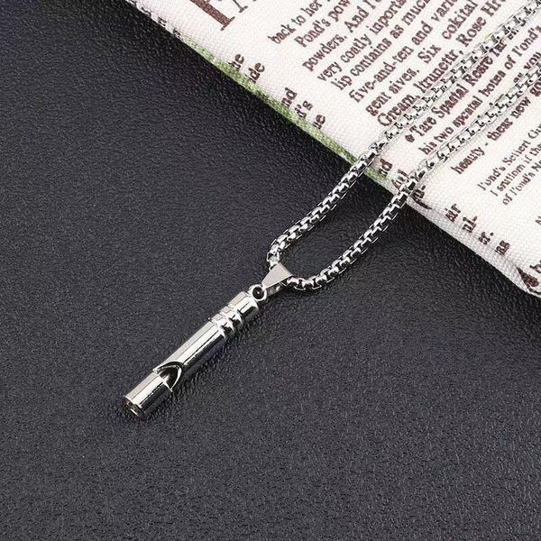 

pendant necklaces 2021 fashion boutique necklace can blow air defense whistle personalized hip hop street accessories, Silver
