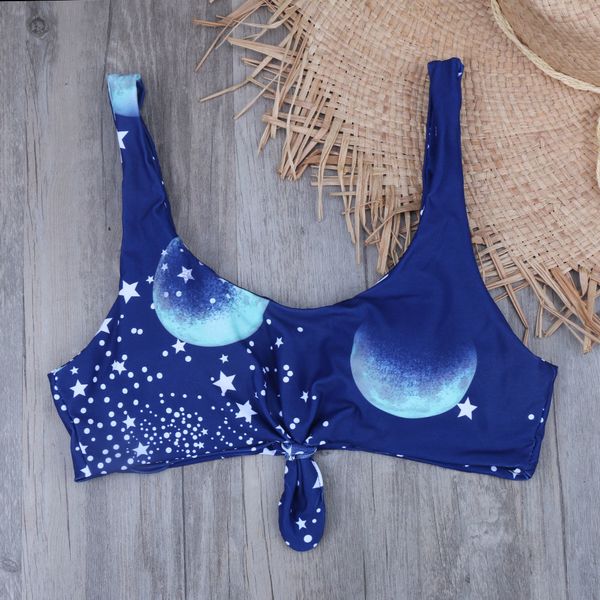 

ladies gradient starry sky pattern bikini swimsuit tank crop ruffle bottom swimwear swimming suit biquini sport beach swiming