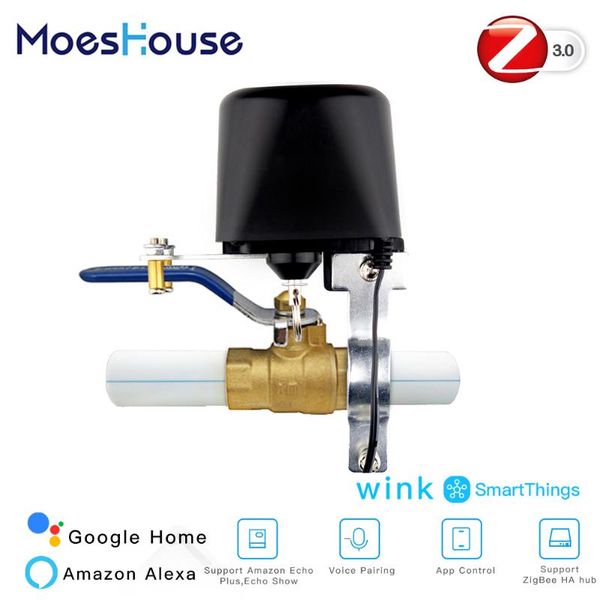 

smart home control zigbee 3.0 gas water valve controller smartthings app remote echo plus voice control,work with alexa google