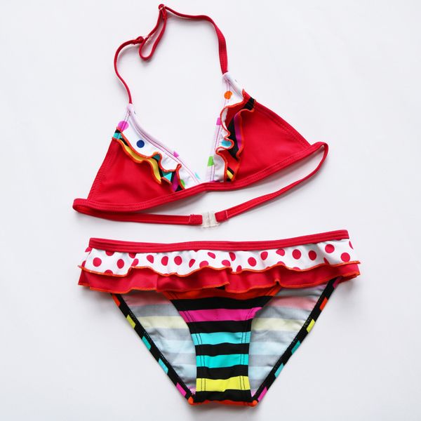 

with 2021 girls bikini neck children's lace swimsuit set, White;black