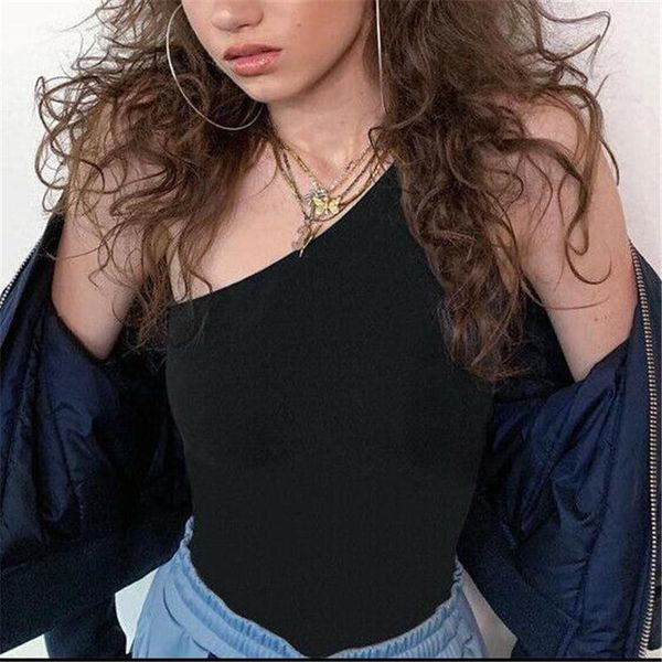 

women's jumpsuits & rompers women single shoulder jumpsuit bodycon soild color bodysuits ladies' clos-fitting fashionable leotard, Black;white