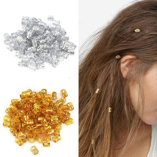 

hair clips 100pcs/pack decor extension braids cuff hole dreadlocks dread beads rings pins adjustable tube set