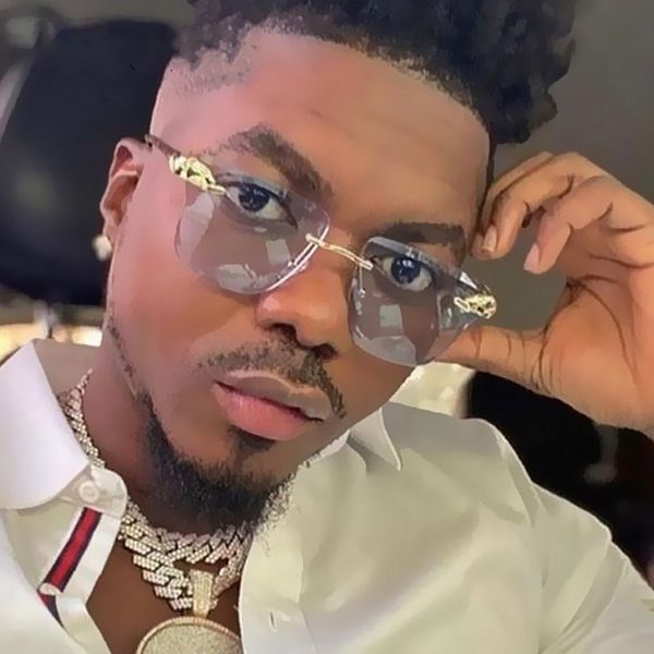 

new sunglasses men cutting rimless square leopard vintage alloy brand hip hop sun glasses women gradient shades, White;black