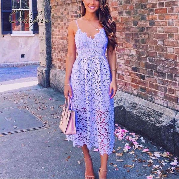 

summer women party evening eleagnt lady vintage spaghetti strap white lace midi dress 210415, Black;gray