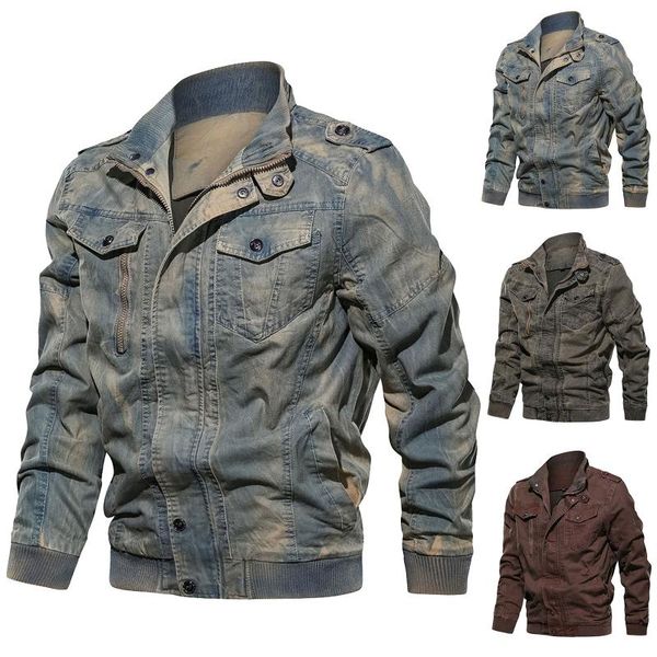 

men's jackets bomber jacket men autumn winter military tactical zipper cargo flight otton pocket outwear coat, Black;brown