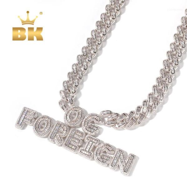 

chains the bling king 2021 miami cuban link baguette necklaces own words sqaure cz chain rose gold diy style punk1, Silver