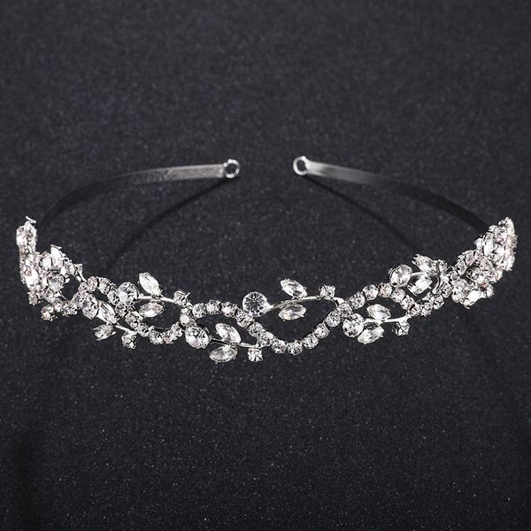 Tiaras do casamento Cabelo nupcial dos cabelos Rhinestone Meninas Headband Cor de prata deixa cristal coroas acessórios de jóias para cabelo