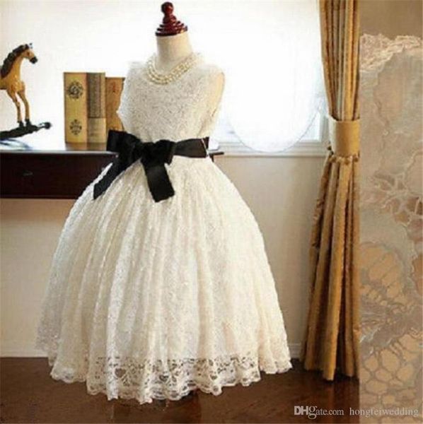 

girl's dresses long flower dress for little girl o-neck first communion hand made flowers birthday gown black sash prom pag, Red;yellow