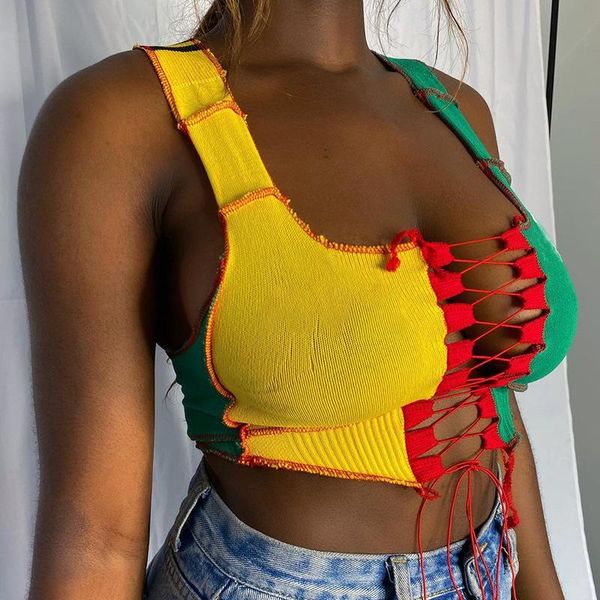 

fashion cotton women t-shirt color contrast female tee small vest bottoming hollow out ladies short women's, White