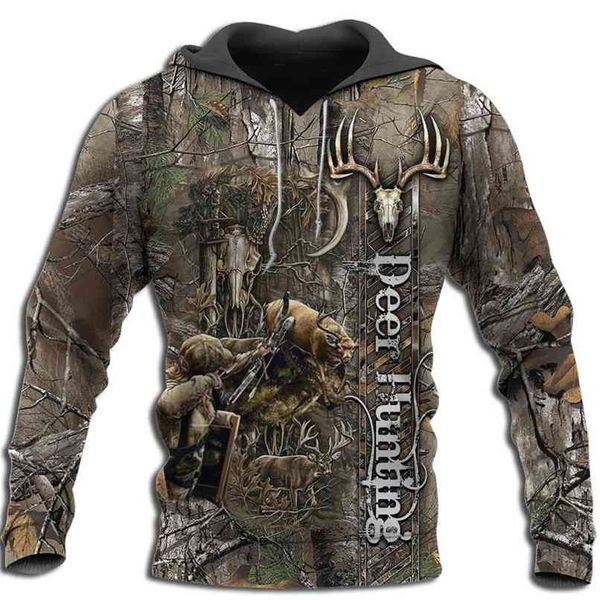 Bowhunting Deer Camo 3D All Over Printed Felpa con cappuccio da uomo Harajuku Fashion Felpa Unisex Pullover casual sudadera hombre KJ028 210813