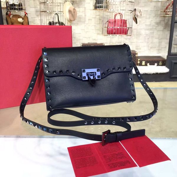 

v 7a ladies fashion messenger bag vintage calfskin rivet handbag