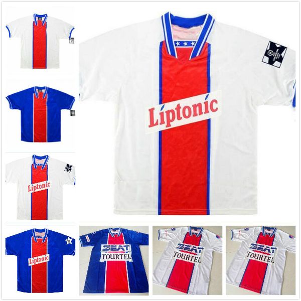 1994 1995 Maillots de Football Kit Retro Paris Soccer Jerseys Rat Guerin 94 95 Camisa clássica Vintage Home Blue Away Away Thai Quality