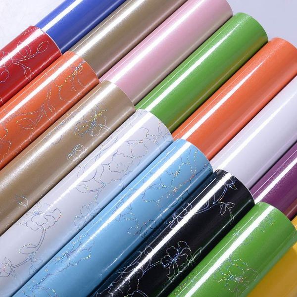 

wall stickers waterproof pvc wallpaper solid color laser self-adhesive diy home decor for wardrobe covers kitchen cabinets