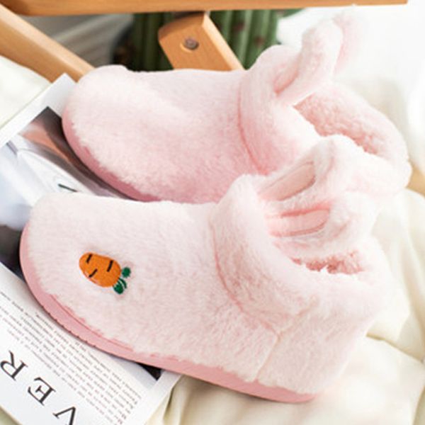 

fashion autumn winter cotton slippers rabbit ear home indoor slippers winter warm shoes womens cute plus plush slippers 2022 new, Black