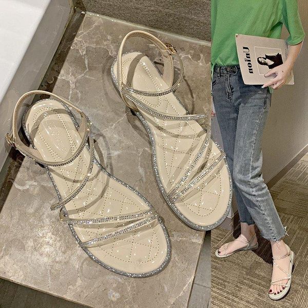 

sandals ladies summer fashion 2021 casual shoes all-match comfortable round toe flat women's, Black