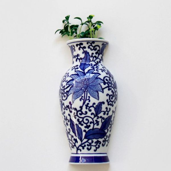 

vases me ceramic vase wall hanging flower receptacle blue and white porcelain wedding home decoration accessories