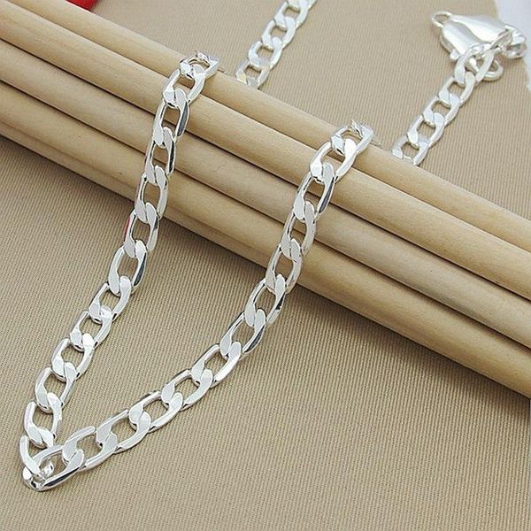 

chains men 8mm hip hop chain necklaces 925 sterling silver jewelry gift quality statement necklace for 16-18-20-24 inches