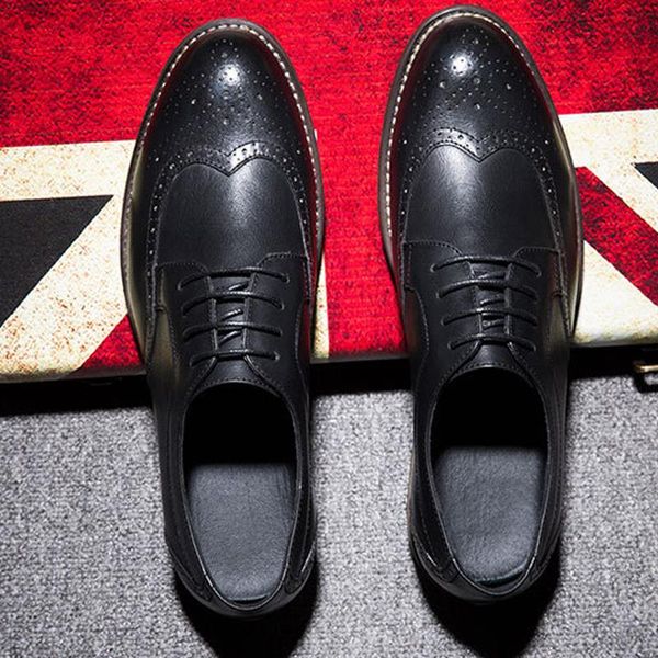 

dress shoes fashion mens vintage party wedding oxfords lace up man size 45 men0001, Black