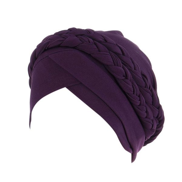 

beanie/skull caps 2021 chemo cancer head hat ethnic bohemian pre-tied twisted braid hair cover wrap turban headwear, Blue;gray