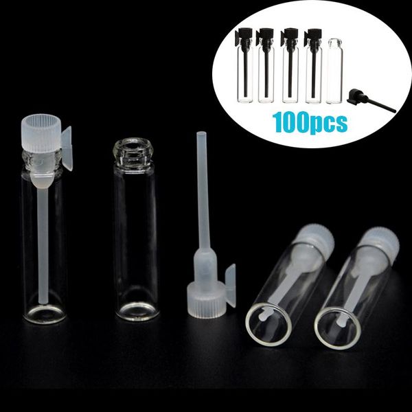 

storage bottles & jars 100pcs plastic rod glass small sample empty bottle essential oil test tube 1ml 2ml 3ml