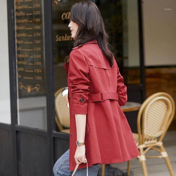 

women's trench coats 2021 spring autumn women long coat female loose windbreaker ladies casual fashion turn-down collar outerwear q6, Tan;black