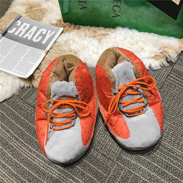 

36-44 winter women cotton shoe fashion bread warm and velvet indoor household couple slipper men slippers, Black