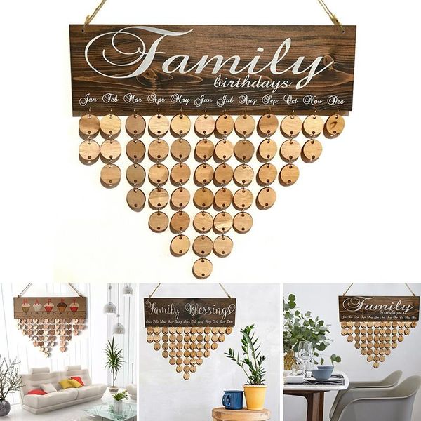 

frames birthday reminder calendar pendant blessing wooden plaque ornament hanging diy decoration gift for home wall 40*12cm mdj