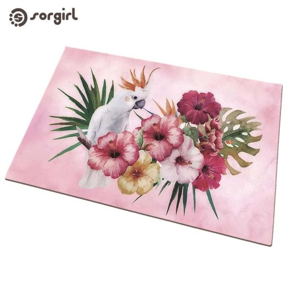 

carpets parrot tropical rainforest plant nordic ins styl front door mat carpet entrance indoor natural non-slip floor bathroom rug