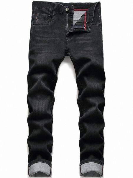 

men zipper fly straight leg jeans b45m#, Blue