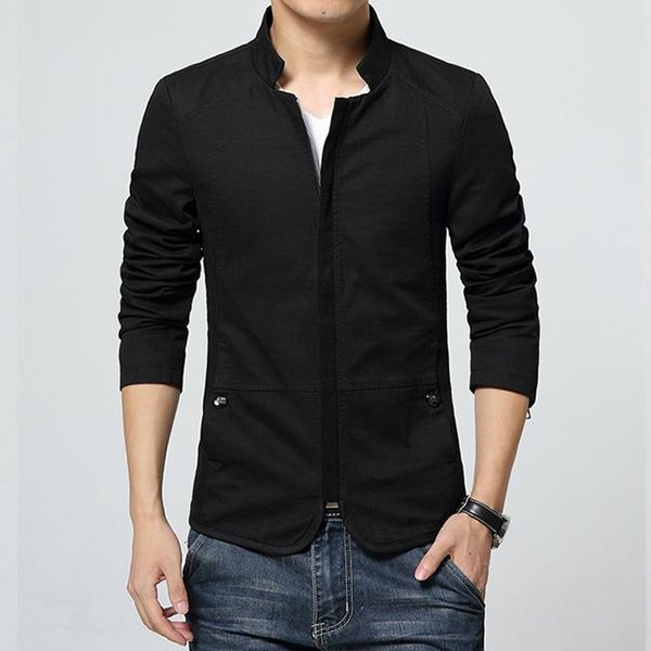 

men's jackets 2021 jacket wine black spring autumn casual slim fit solid color coat zipper stand collar outwear 6 colors, Black;brown