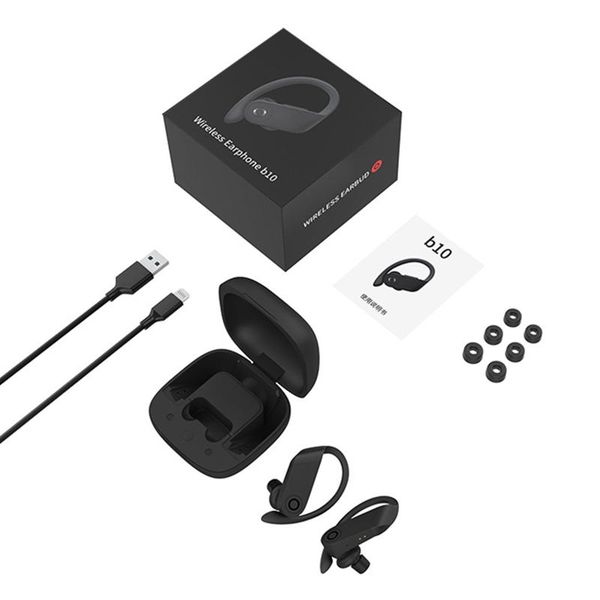 

wireless earphones earbud power pro b10 bluetooth 5.0 earphone with charging case sports ear-hook for cellphones