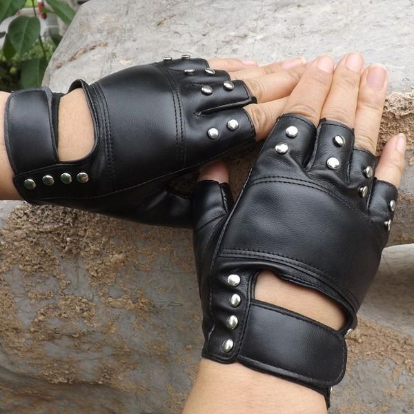 

cycling gloves ladies half-finger five-finger bicycle gear leather anti-skid sports stage show, Black