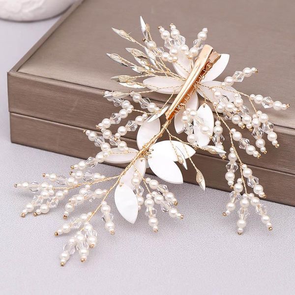 

hair clips & barrettes the europe and united states beam wedding bridal accessories fashion white flower shiny crystal clip ml, Golden;silver