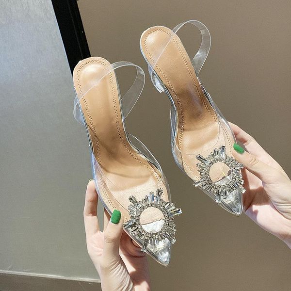 

dress shoes summer pvc transparent sandals women's high-heeled shoes, crystal decoration ladies club evening n3-66, Black