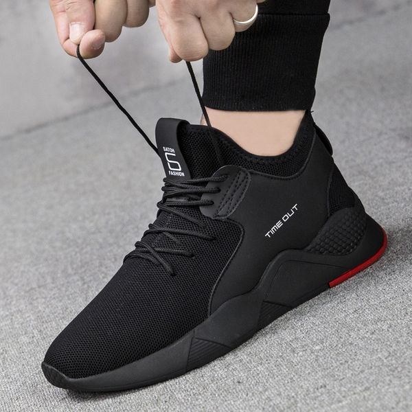 

dress shoes men casual lace up lightweight comfortable breathable walking sneakers tenis feminino zapatos g14w, Black