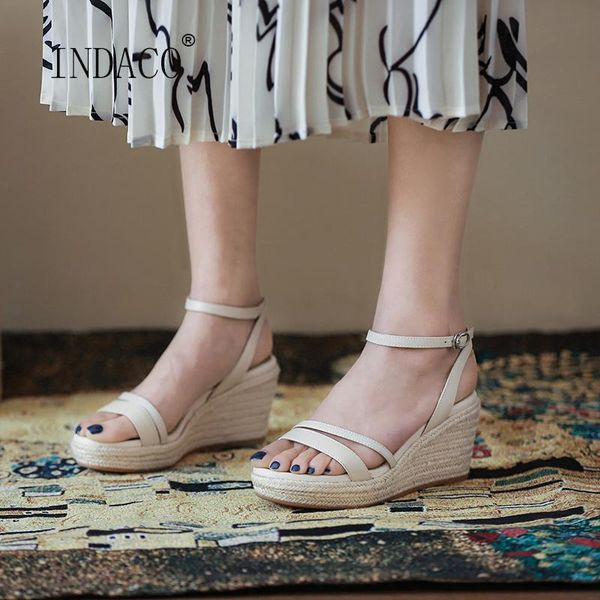 

women wedge sandals genuine leather black beige woman summer shoes 7cm