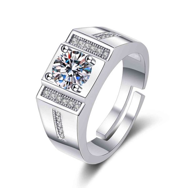 

classic 925 sterling sier created diamond wedding square ring for man