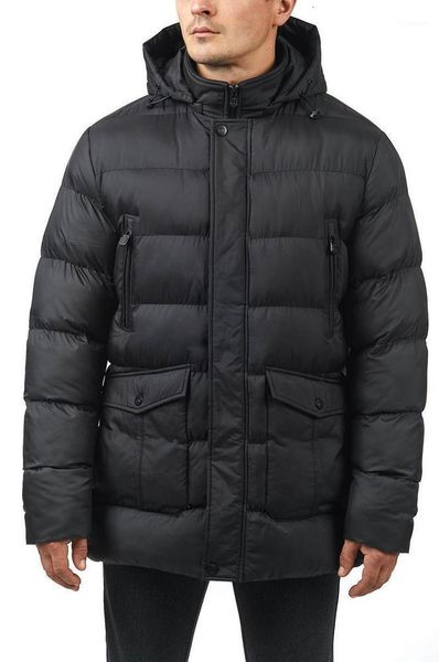 

men's down & parkas jacket hollofayber men winter long fashion business hooded zipper cotton gentleman big size 48-581 ltz9, Black