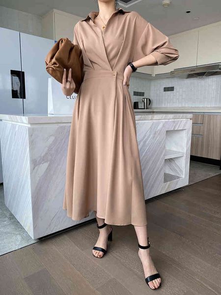 

casual dresses female spring will see elegant shirts in long sleeves turn down collar clothes line to ebfu, Black;gray