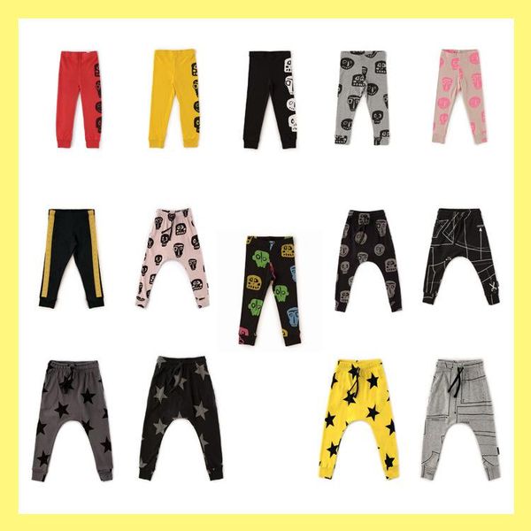 

trousers nunuspring/summer thin nu children's anti-mosquito pants harem tide printed, Blue