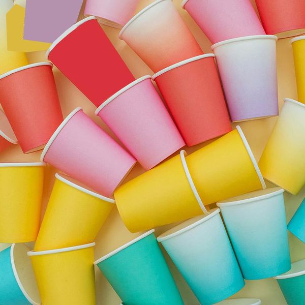 

disposable dinnerware 8pcs solid color paper cups juice cup baby shower kids birthday wedding picnic party tableware diy decoration supply