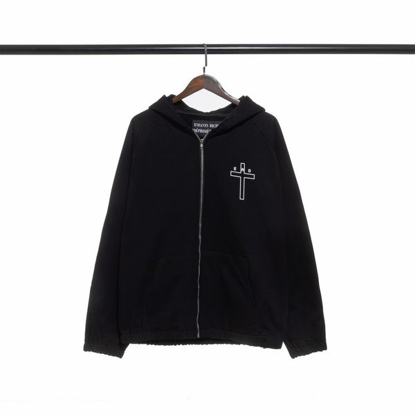 

high hooded men's and women's same street loose melancholy rich second generation erd zipper hooded sweater, Black