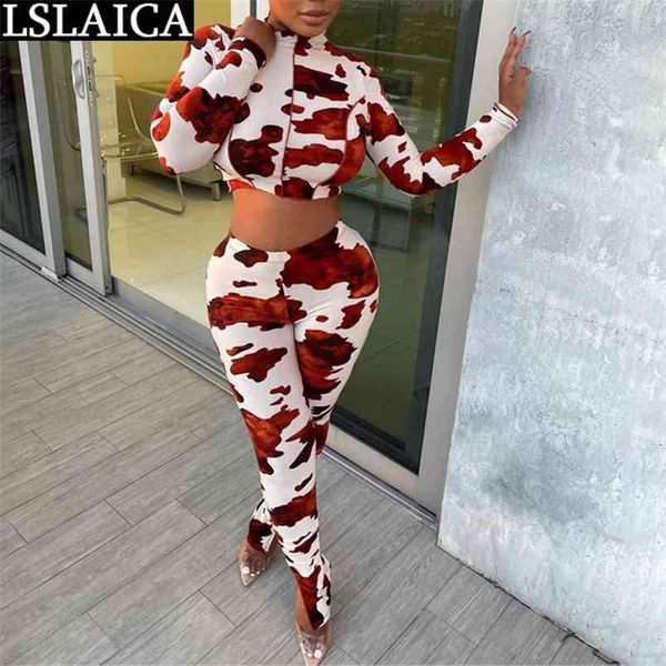 

clothing women exposed navel fashion 2 piece sets womens outfits elastic waist pullover o-neck casual conjuntos de mujer 210515, White