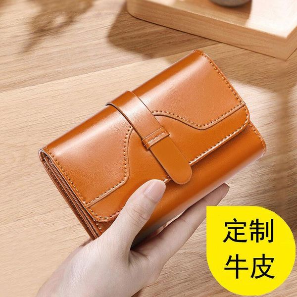 

wallets wallet 2021 leather women's cowhide purse carteira masculina, Red;black