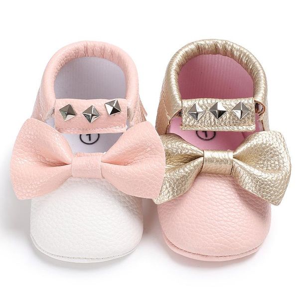 

first walkers autumn infant baby boy soft sole pu leather crib bow shoes 0-18 months moccasins