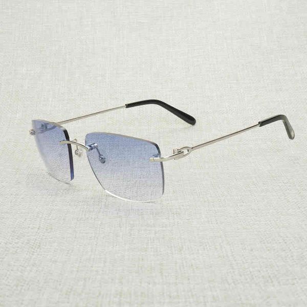 

2022 factory wholesale luxury vintage rimless men women metal frame square eyeglasses shades oculos gafas for outdoor club accessories 011b, White;black