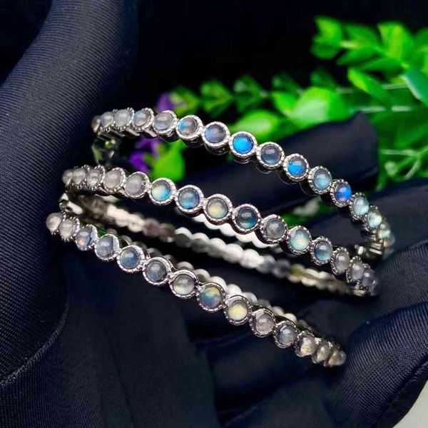 

1pc fashion natural stone peridot moonstone bangle bracelet for women charm gemstone cuff women's jewelry gifts, Black