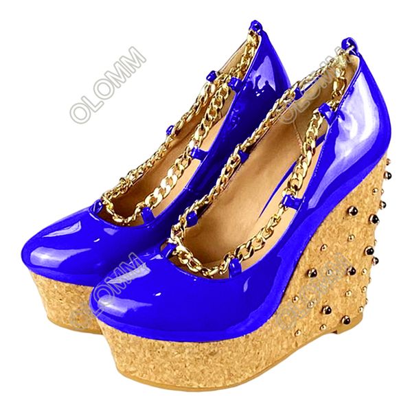 

olomm new women platform pumps super wedges high heels pumps round toe elegant white party shoes women plus us size 5-15, Black