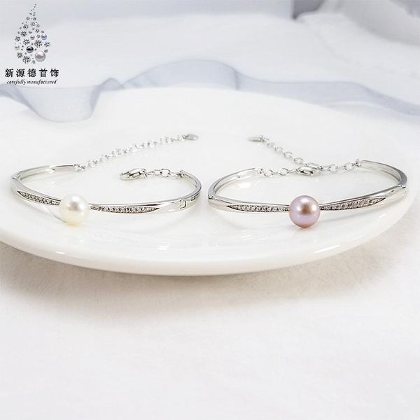 

charm bracelets european and american fashion mount zircon s925 silver bracelet freshwater pearl small fresh manufacturers wholesale, Golden;silver