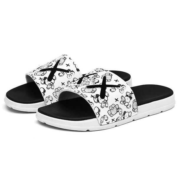 

slippers light weight men slider fashion casual shoes non-slip slides bathroom summer sandals soft sole flip flops, Black
